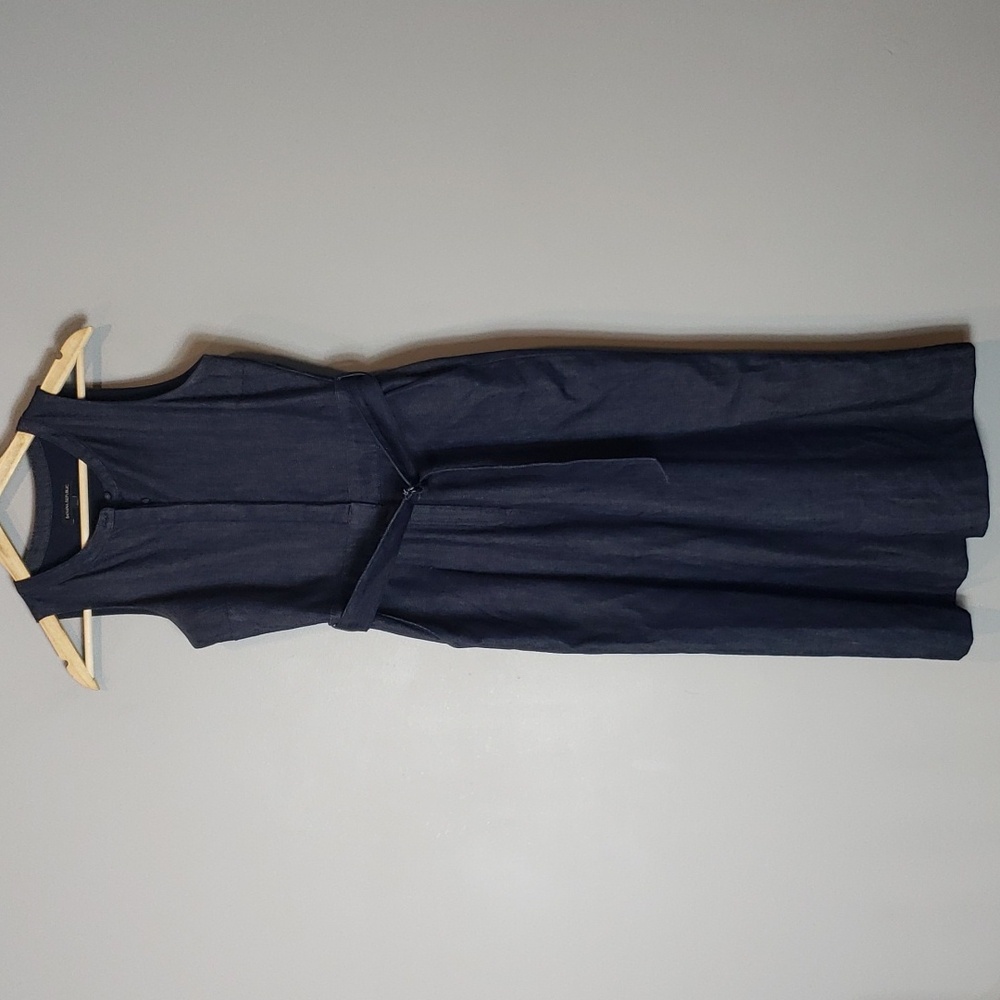 Banana Republic dark wash denim sleeveless wide leg jumpsuit size 0P